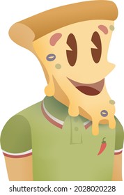 Cartoon man with pizza head