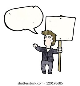 Cartoon-Mann mit Plakat