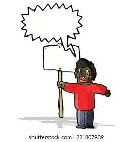 caricaturista con pancarta
