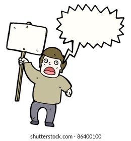 caricaturista con pancartas gritando