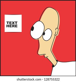 Cartoon man with place four text
