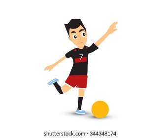 cartoon man play soccer  vector.