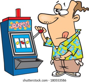 cartoon man playing the slots