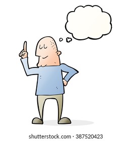 cartoon man pointing finger with thought bubble