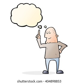 cartoon man pointing finger with thought bubble