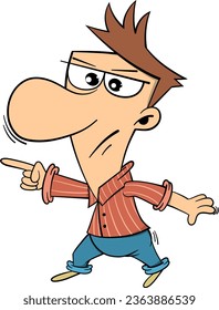 hombre de dibujos animados apuntando con ilustración del vector del dedo.