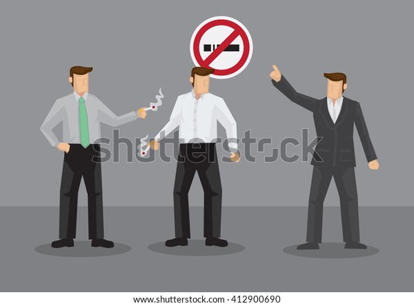 Cartoon Man Pointing No Smoking Smokers Stock Vector - 