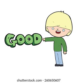 cartoon man pointing out the good
