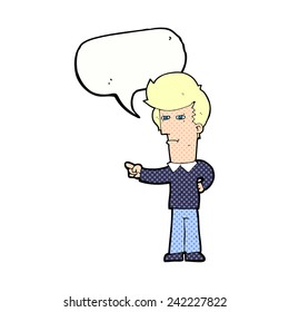 cartoon man pointing with speech bubble