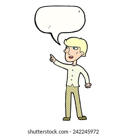 cartoon man pointing with speech bubble