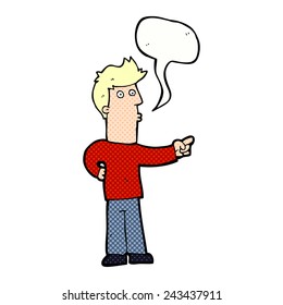cartoon man pointing with speech bubble