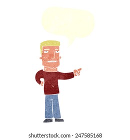 cartoon man pointing with speech bubble