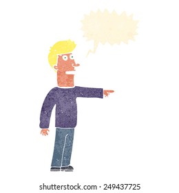 cartoon man pointing with speech bubble