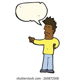 cartoon man pointing with speech bubble