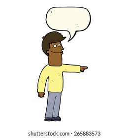cartoon man pointing with speech bubble