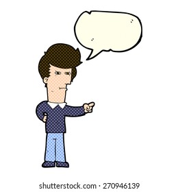 cartoon man pointing with speech bubble