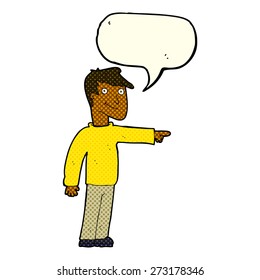 cartoon man pointing with speech bubble