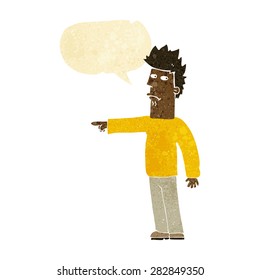 cartoon man pointing with speech bubble