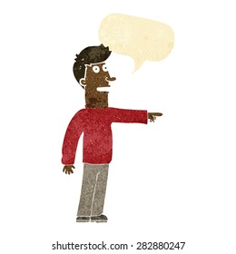cartoon man pointing with speech bubble