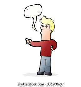 cartoon man pointing with speech bubble