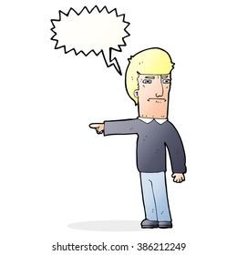 cartoon man pointing with speech bubble