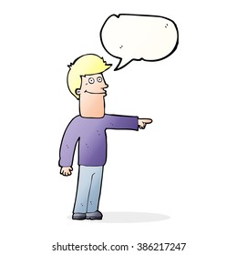 cartoon man pointing with speech bubble