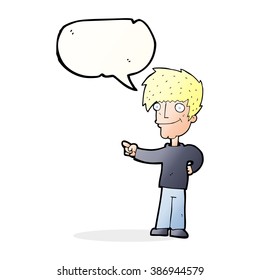 cartoon man pointing with speech bubble