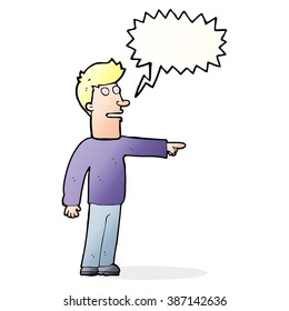 cartoon man pointing with speech bubble