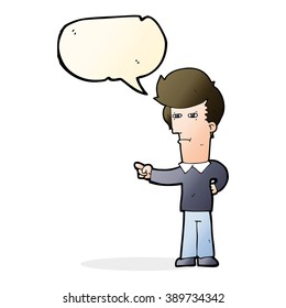 cartoon man pointing with speech bubble