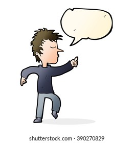 cartoon man pointing with speech bubble