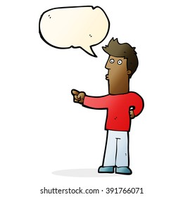 cartoon man pointing with speech bubble