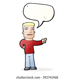 cartoon man pointing with speech bubble