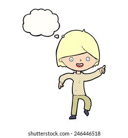 cartoon man pointing with thought bubble