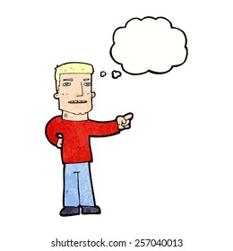 cartoon man pointing with thought bubble