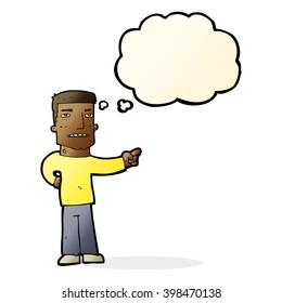 cartoon man pointing with thought bubble