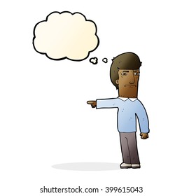 cartoon man pointing with thought bubble