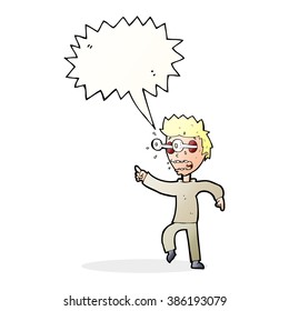 cartoon man with popping out eyes with speech bubble