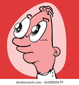 cartoon man portrait, vector illustration