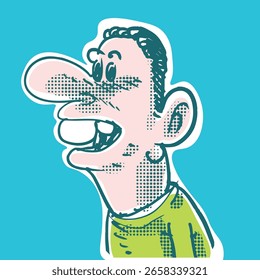 cartoon man portrait, vector illustration