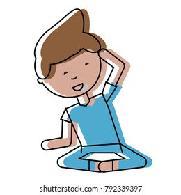 cartoon man practicing yoga