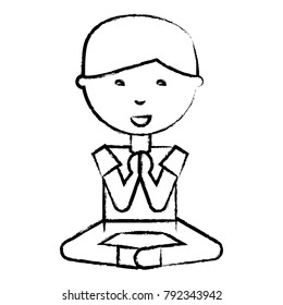 cartoon man practicing yoga