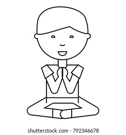 cartoon man practicing yoga