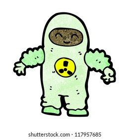 cartoon man in protective suit