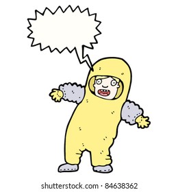 cartoon man in protective suit