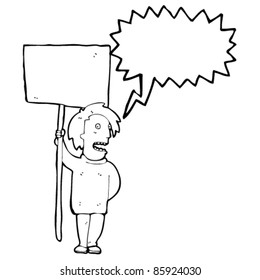 cartoon man protesting