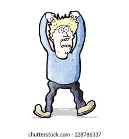 cartoon man pulling out own hair
