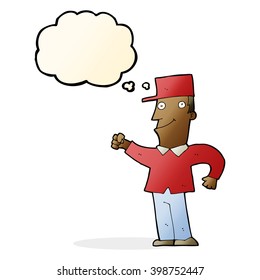 cartoon man punching air with thought bubble