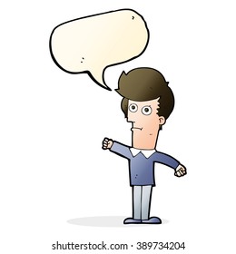 cartoon man punching with speech bubble
