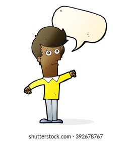 cartoon man punching with speech bubble