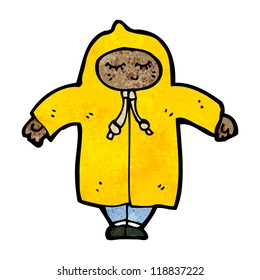 cartoon man in rain coat